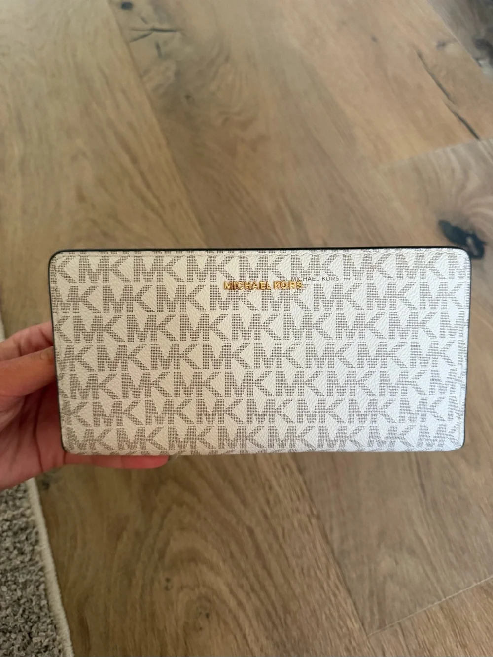 Michael Kors Beige and Brown Logo Crossbody with a matching wallet